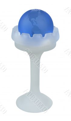 Blue Crystal Globe in a Glass Holder Blue Crystal Globe in a Glass Holder