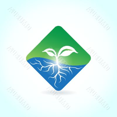 Green ecological banner with green leaves