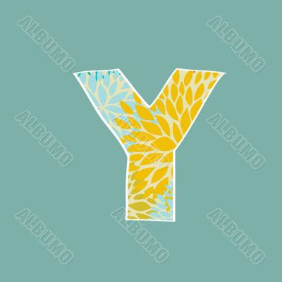 Grunge Vector Letter. Green Eco Style. Font Symbol Y.