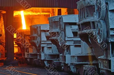 steel buckets to transport the molten metal