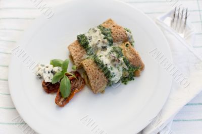 Tasty salty pancakes with spinach Tasty salty pancakes with spinach