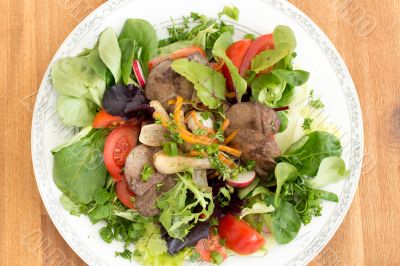Gourmet salad with liver