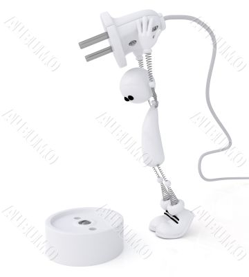 The 3D little man with a plug.