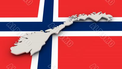 Norway map and flag