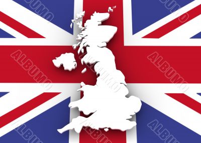 United Kingdom map and flag