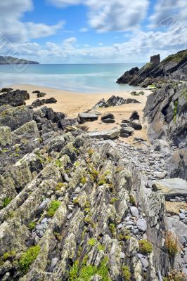 rocky shore of atlantic ocean from ireland