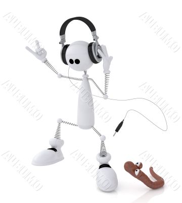 The 3D little man with earphones.