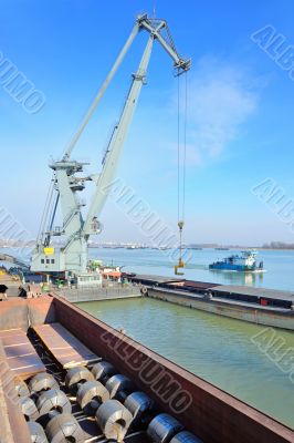 crane and steel plate in harbor crane and steel plate in harbor