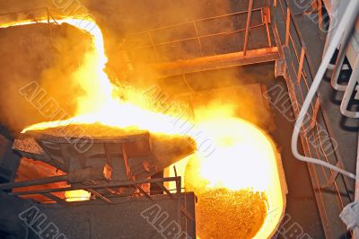 pouring molten steel