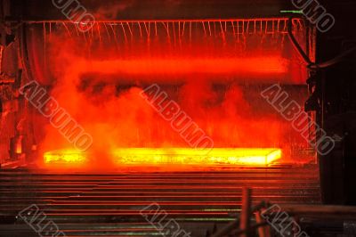 hot steel on conveyor