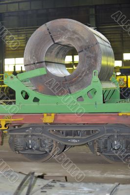 rolls of steel sheet on Railway 