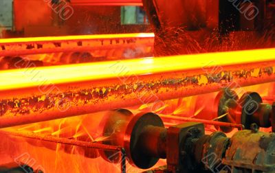 hot steel on conveyor