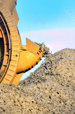 bucket wheel excavator for digging the brown coal