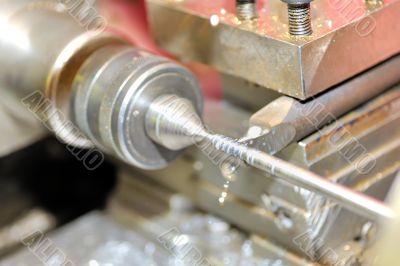 Turning lathe in action Turning lathe in action