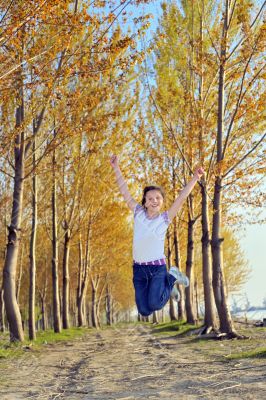 Happy girl jumping 
