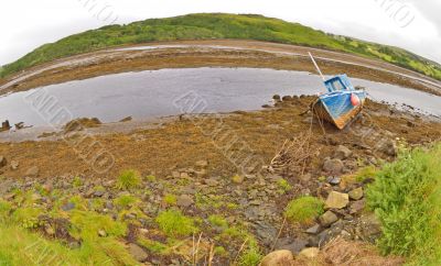 old ship in  ireland with fisheye lenses