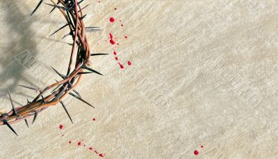 Crown of thorns with blood on grungy background