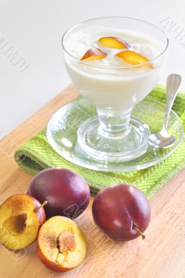 yogurt and plums fruit 