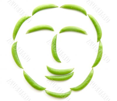 fresh green peas on white background 