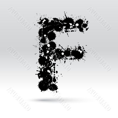 Letter F formed by inkblots Letter F formed by inkblots