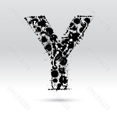 Letter Y formed by inkblots