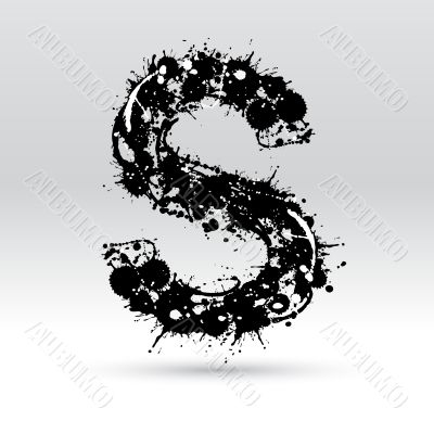 Letter S formed by inkblots