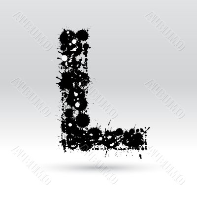 Letter L formed by inkblots