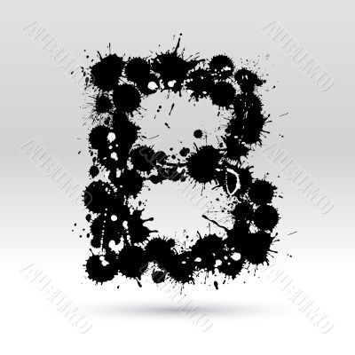 Letter B formed by inkblots