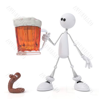 The 3D little man with beer.