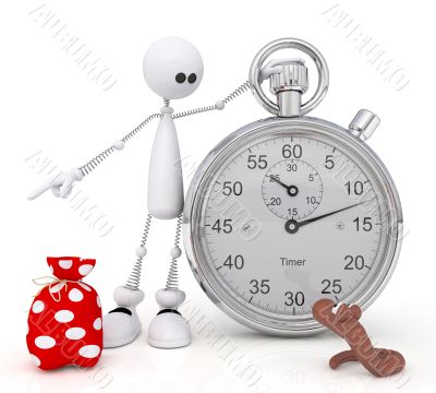 The 3D little man with a stop watch.