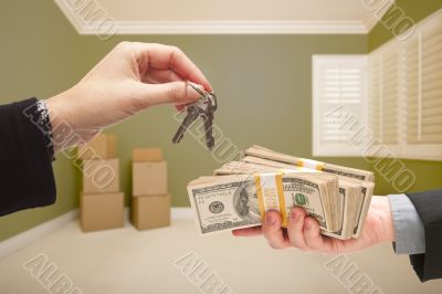 Woman Handing Over Cash For House Keys