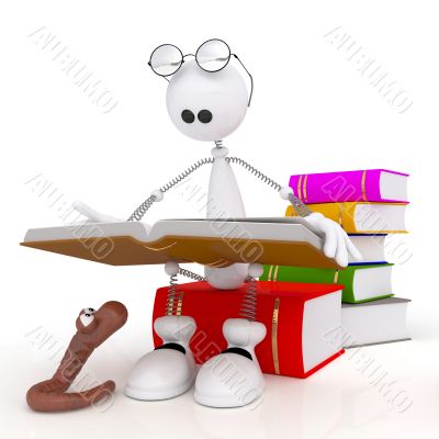 The 3D little man reads the book. The 3D little man reads the book.