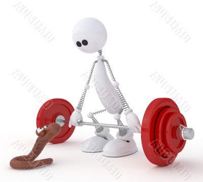 The 3D little man with a bar. The 3D little man with a bar.