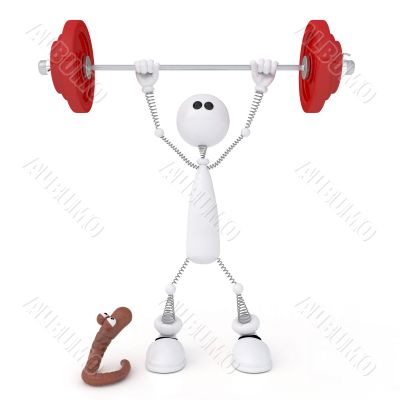 The 3D little man with a bar.
