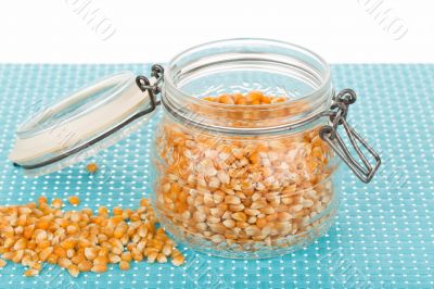 Corn seed in jar