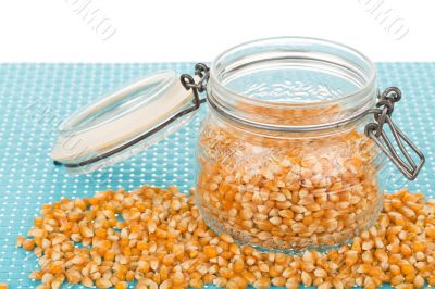 Corn seed in jar