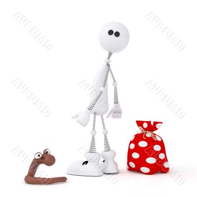 The 3D little man leaves.