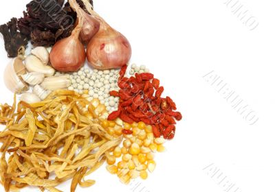 Herbs and spices isolated on white background