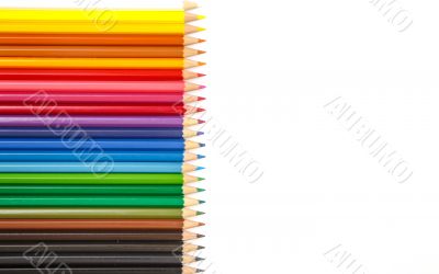 Colour pencils isolated and white background 