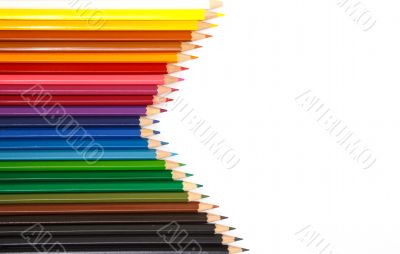 Colour pencils isolated and white background 
