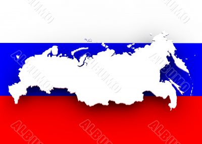 Russia map and flag