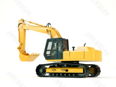 Excavator isolated with light shadow