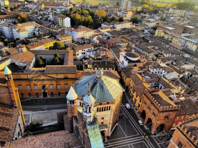 Cremona, view from cathedral tower, Lombardy, Italy Cremona, view from cathedral tower, Lombardy, Italy