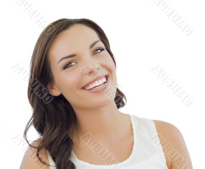 Young Adult Woman Headshot Portrait on White