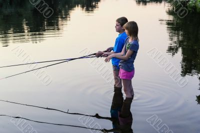 Kids fishing