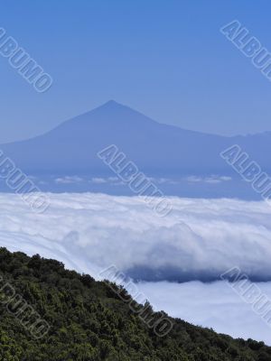 View of Teide from Mount of Garajonay on Gomera