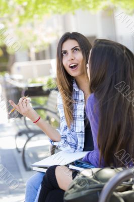 Expressive Young Mixed Race Female Sitting and Talking with Girl