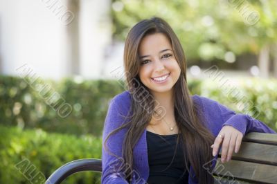 Mixed Race Female Student Portrait on School Campus