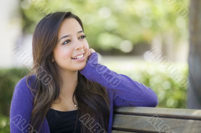 Mixed Race Female Student Portrait on School Campus