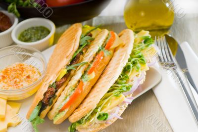 assorted panini sandwich